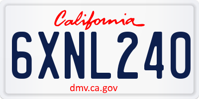 CA license plate 6XNL240