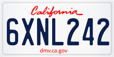 CA license plate 6XNL242