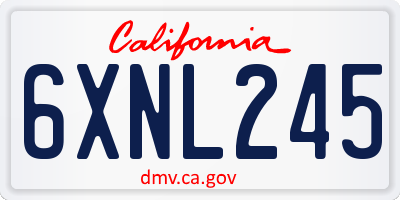 CA license plate 6XNL245