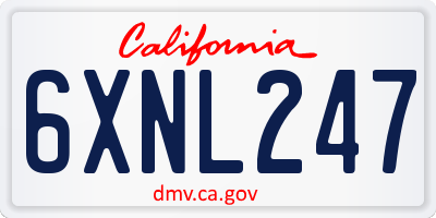 CA license plate 6XNL247