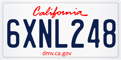 CA license plate 6XNL248