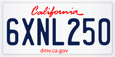 CA license plate 6XNL250