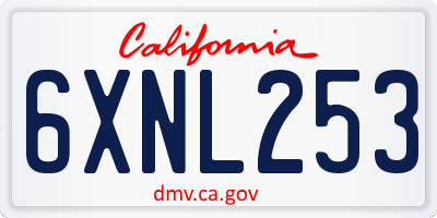 CA license plate 6XNL253