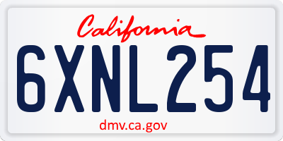 CA license plate 6XNL254