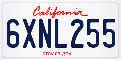 CA license plate 6XNL255