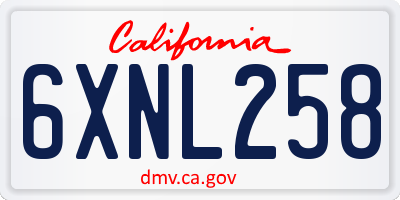 CA license plate 6XNL258