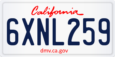 CA license plate 6XNL259