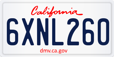 CA license plate 6XNL260