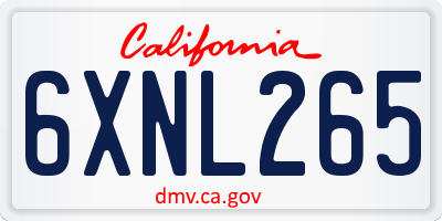 CA license plate 6XNL265
