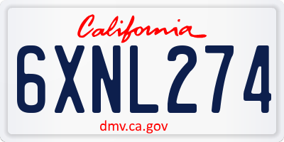 CA license plate 6XNL274