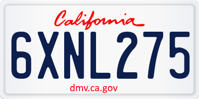 CA license plate 6XNL275