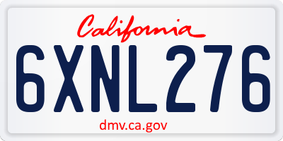 CA license plate 6XNL276