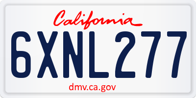 CA license plate 6XNL277