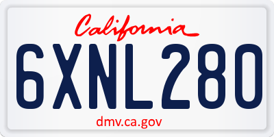 CA license plate 6XNL280