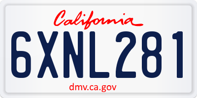 CA license plate 6XNL281