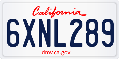 CA license plate 6XNL289