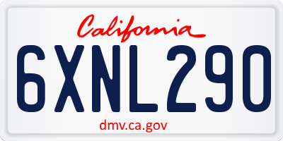 CA license plate 6XNL290