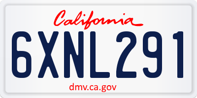 CA license plate 6XNL291