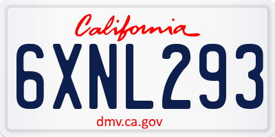 CA license plate 6XNL293
