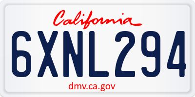 CA license plate 6XNL294