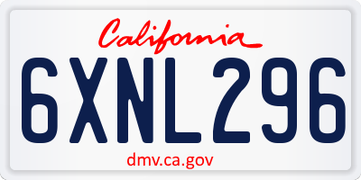 CA license plate 6XNL296