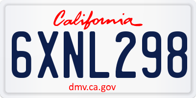 CA license plate 6XNL298