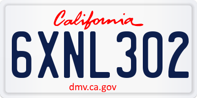 CA license plate 6XNL302