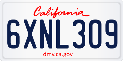 CA license plate 6XNL309
