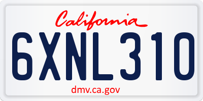 CA license plate 6XNL310