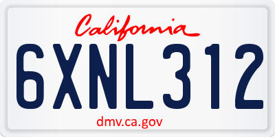 CA license plate 6XNL312