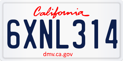 CA license plate 6XNL314