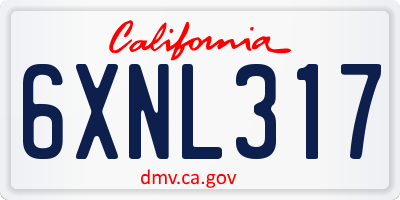 CA license plate 6XNL317