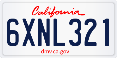 CA license plate 6XNL321