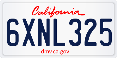 CA license plate 6XNL325