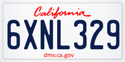 CA license plate 6XNL329