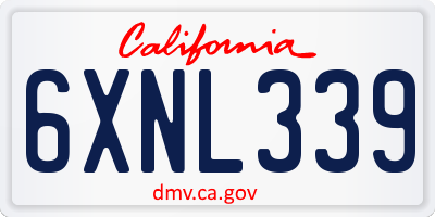 CA license plate 6XNL339