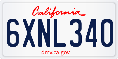 CA license plate 6XNL340