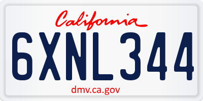 CA license plate 6XNL344