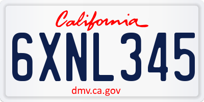 CA license plate 6XNL345