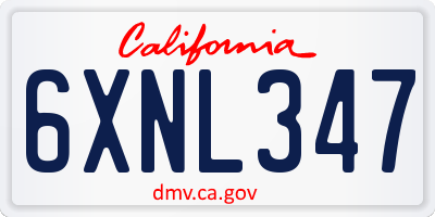 CA license plate 6XNL347