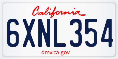 CA license plate 6XNL354