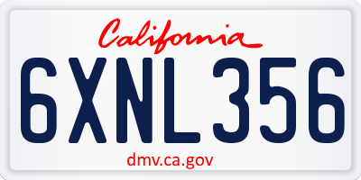 CA license plate 6XNL356