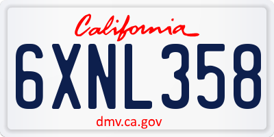 CA license plate 6XNL358