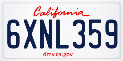 CA license plate 6XNL359