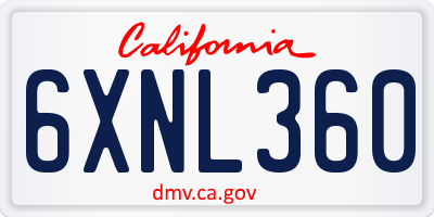 CA license plate 6XNL360