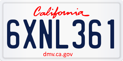 CA license plate 6XNL361