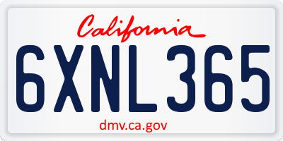 CA license plate 6XNL365