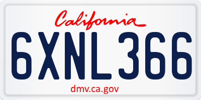 CA license plate 6XNL366