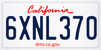 CA license plate 6XNL370
