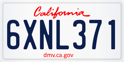 CA license plate 6XNL371